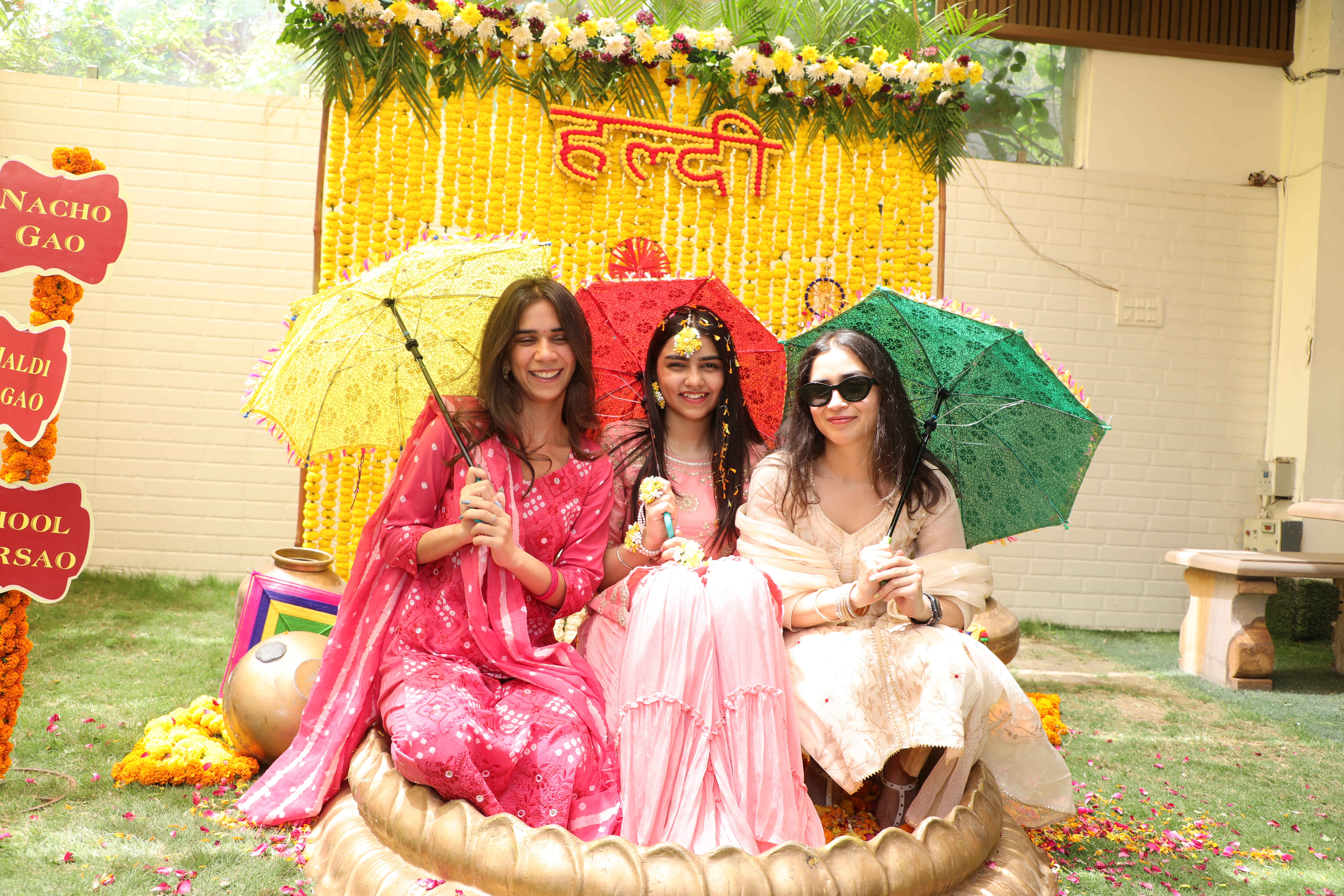 Creative portrait during Haldi wedding celebration